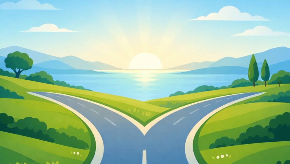 Two paths representing the choice between debt settlement and bankruptcy