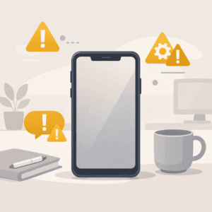 Phone showing warning indicators during a debt relief sales call