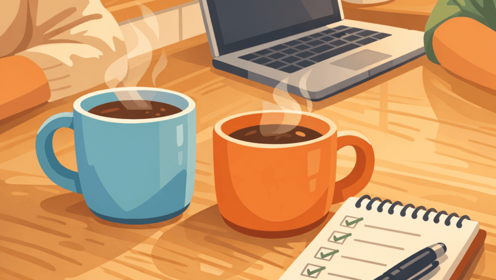 A couple's kitchen table set up for working through a debt settlement plan together